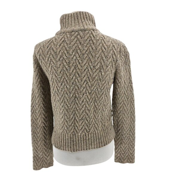 Tory Burch Wool Chevron Turtleneck Sweater XS Beige - Picture 7 of 11